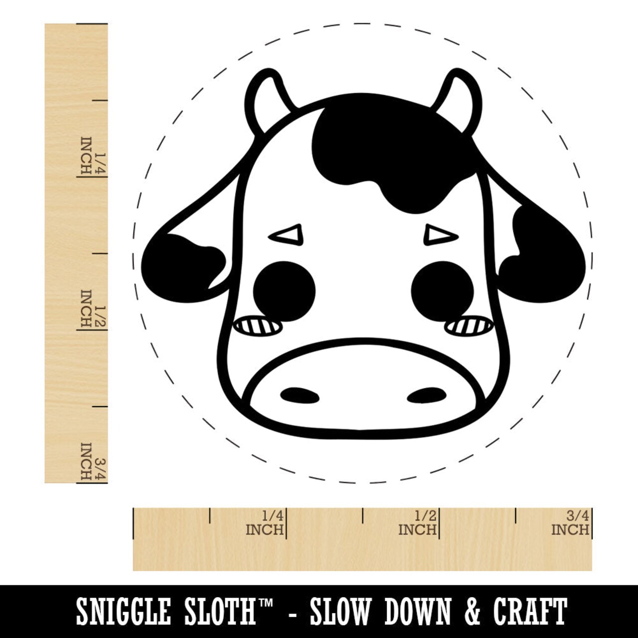 Charming Kawaii Chibi Cow Face Blushing Cheeks Milk Farm Rubber Stamp for Stamping Crafting Planners